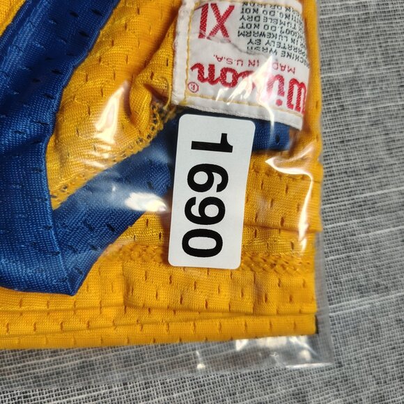 VINTAGE 70s Wilson Jersey Yellow Blue Blank Practice Made In USA Ringer - Picture 8 of 8